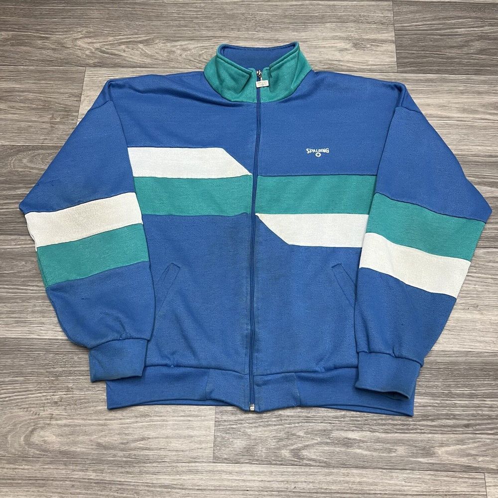 True Vintage 80s Spalding Sweatshirt Adult L Tennis Fleece Full Zip Up Crop Boxy